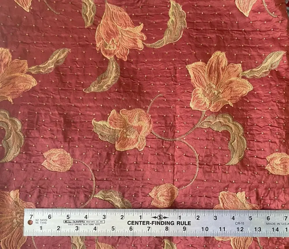 Colucci Satiny Brocade Upholstery Floral Print Fabric 2 yds x 56